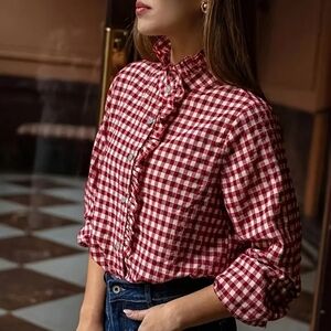 Red Checkered Button Down Shirt